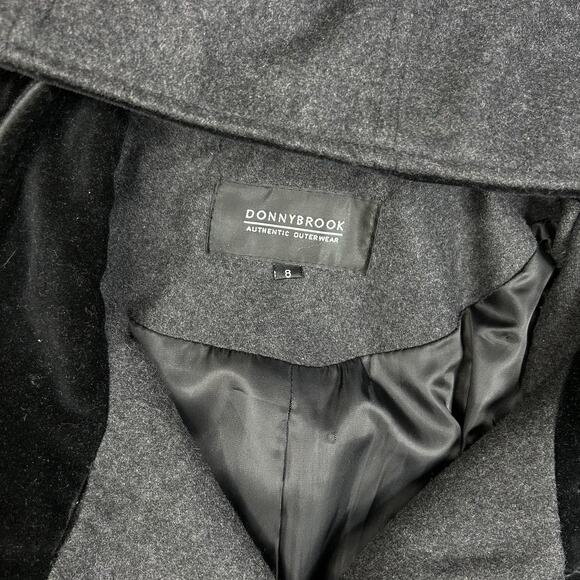 Donnybrook Coat Womens Large Wool Blend Hooded Velvet Trim Button Front Long - Picture 2 of 14